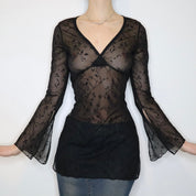 Whimsigoth Black Mesh Long Sleeve (S-M) 