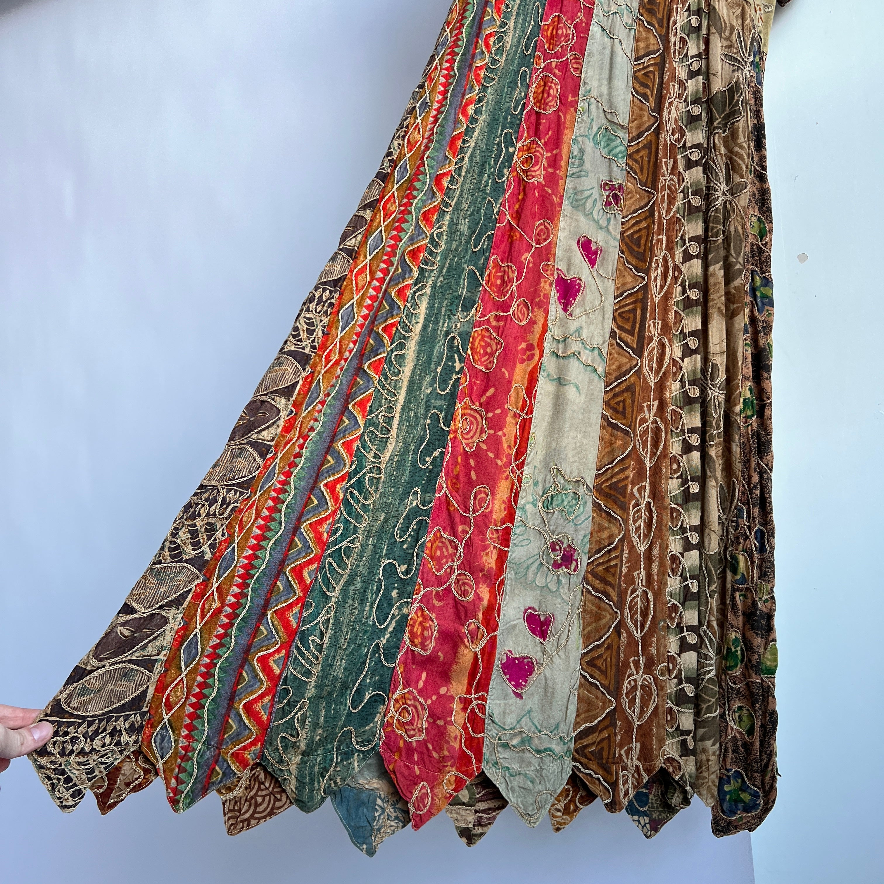 Boho patchwork embroidered maxi dress