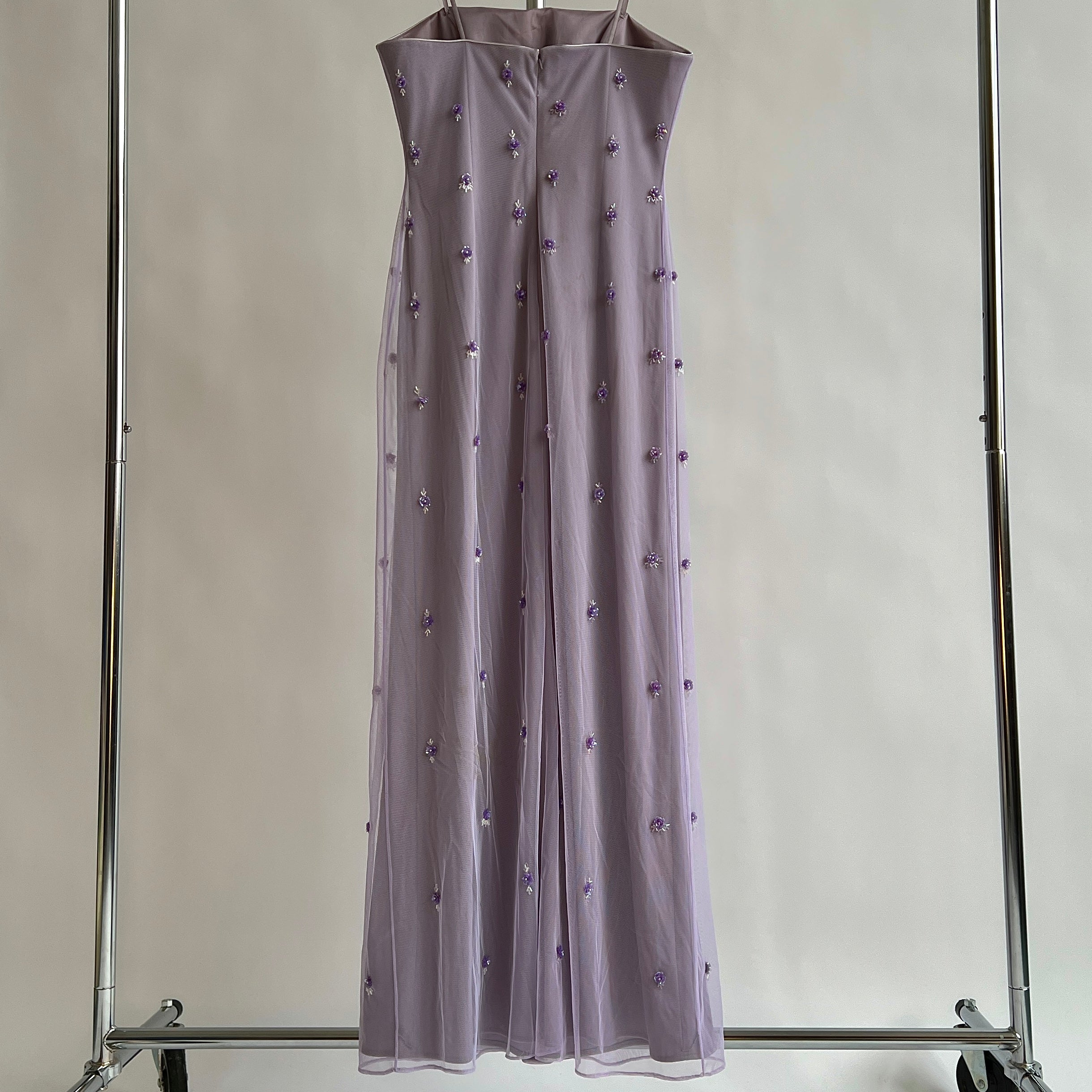 Vintage strapless lavender formal dress