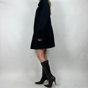 2000s Guess Black Fur-Trim Coat (M/L)