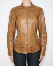 Brown Leather Moto Jacket (M-L) 