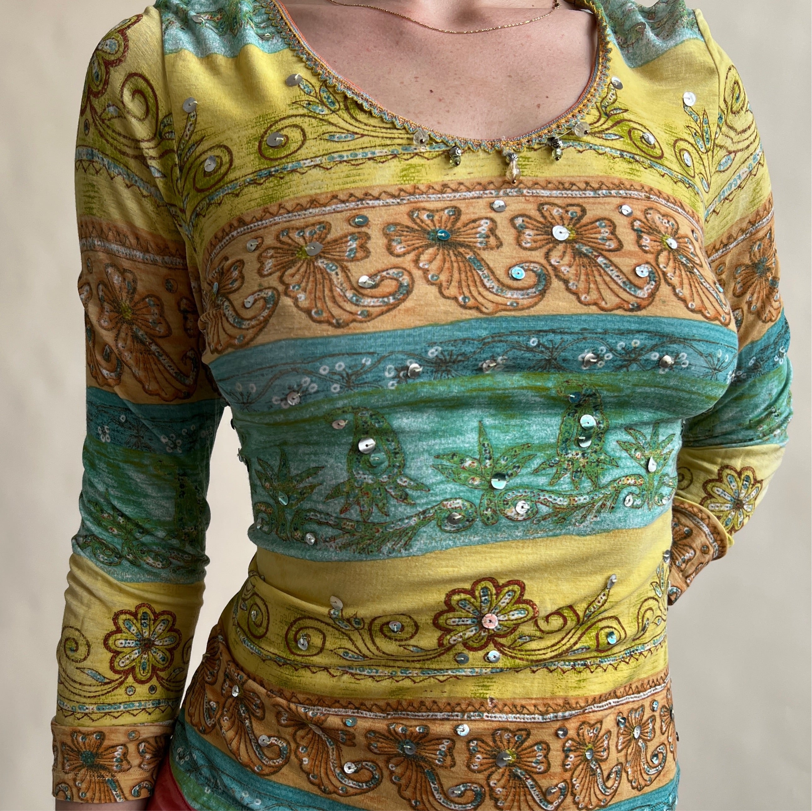 y2k sequin beaded boho knit