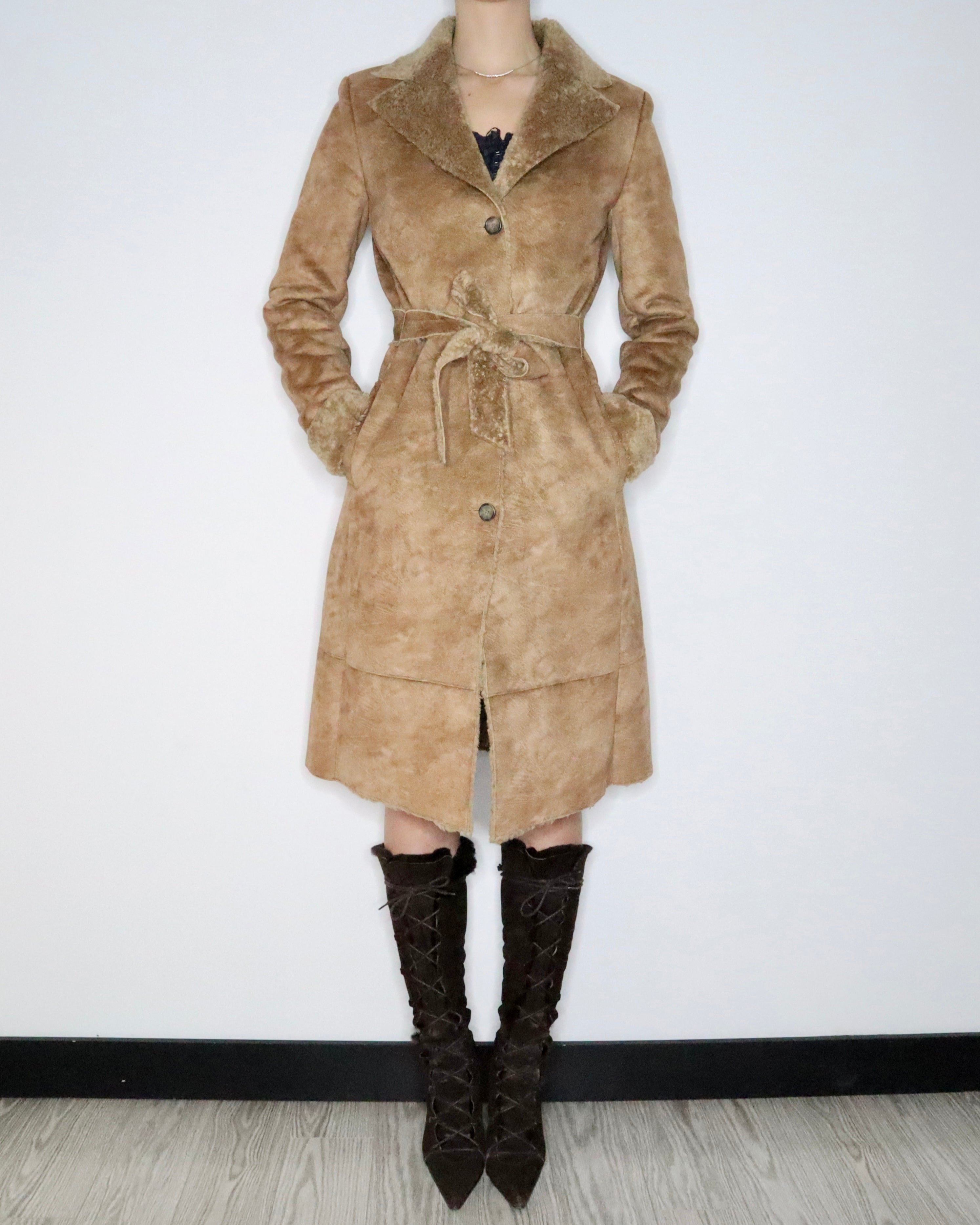 Caramel Faux Suede Coat (Medium) 