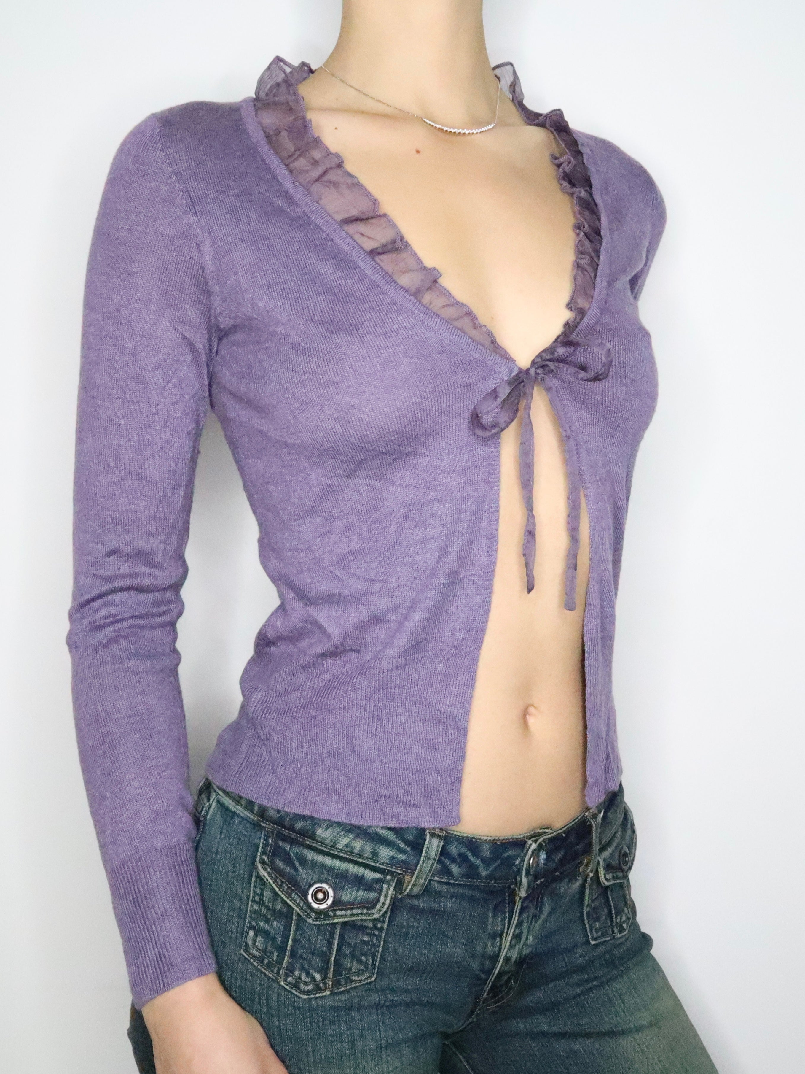 Purple Tie Up Cardigan (Small) 
