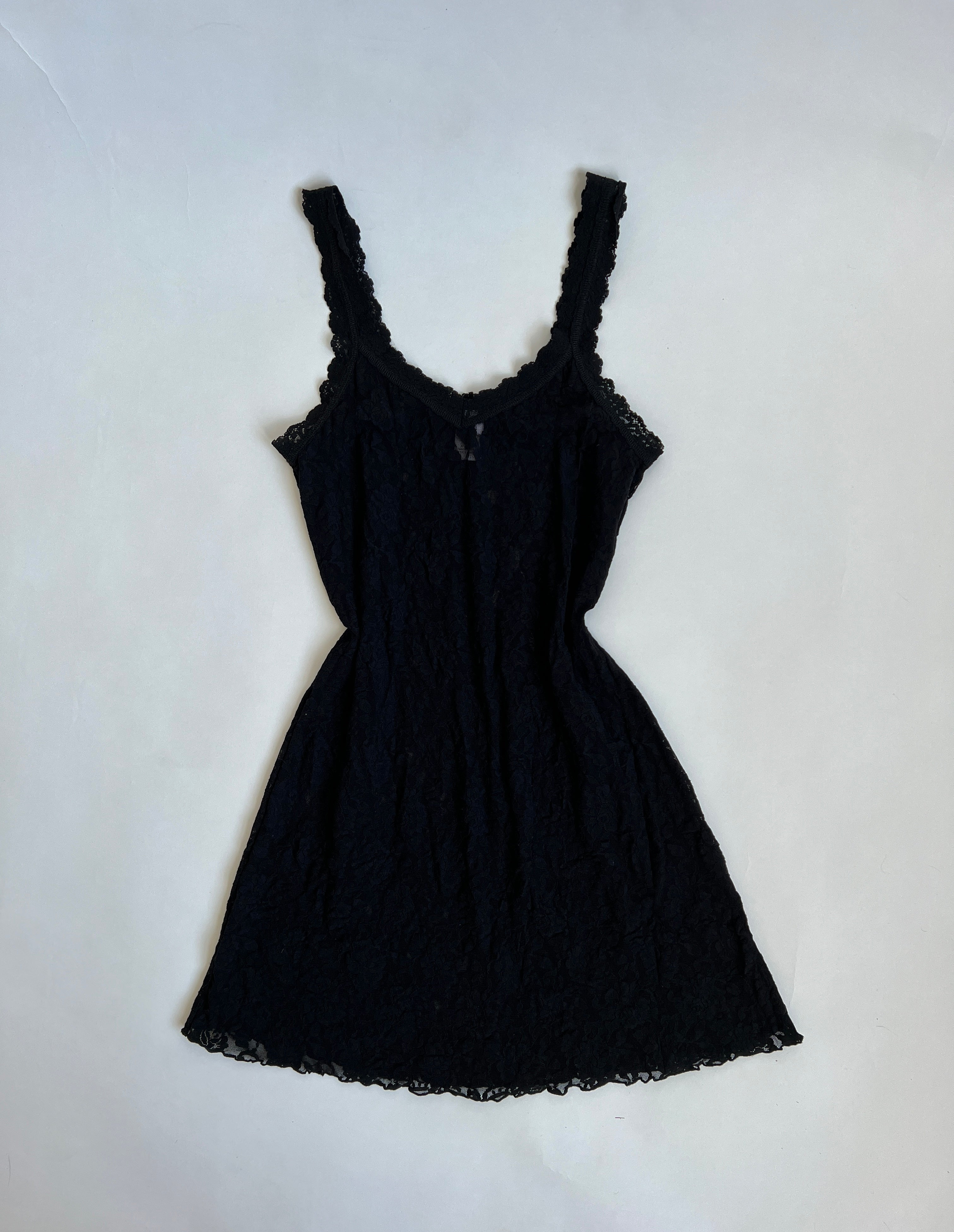 black sheer lace slip S