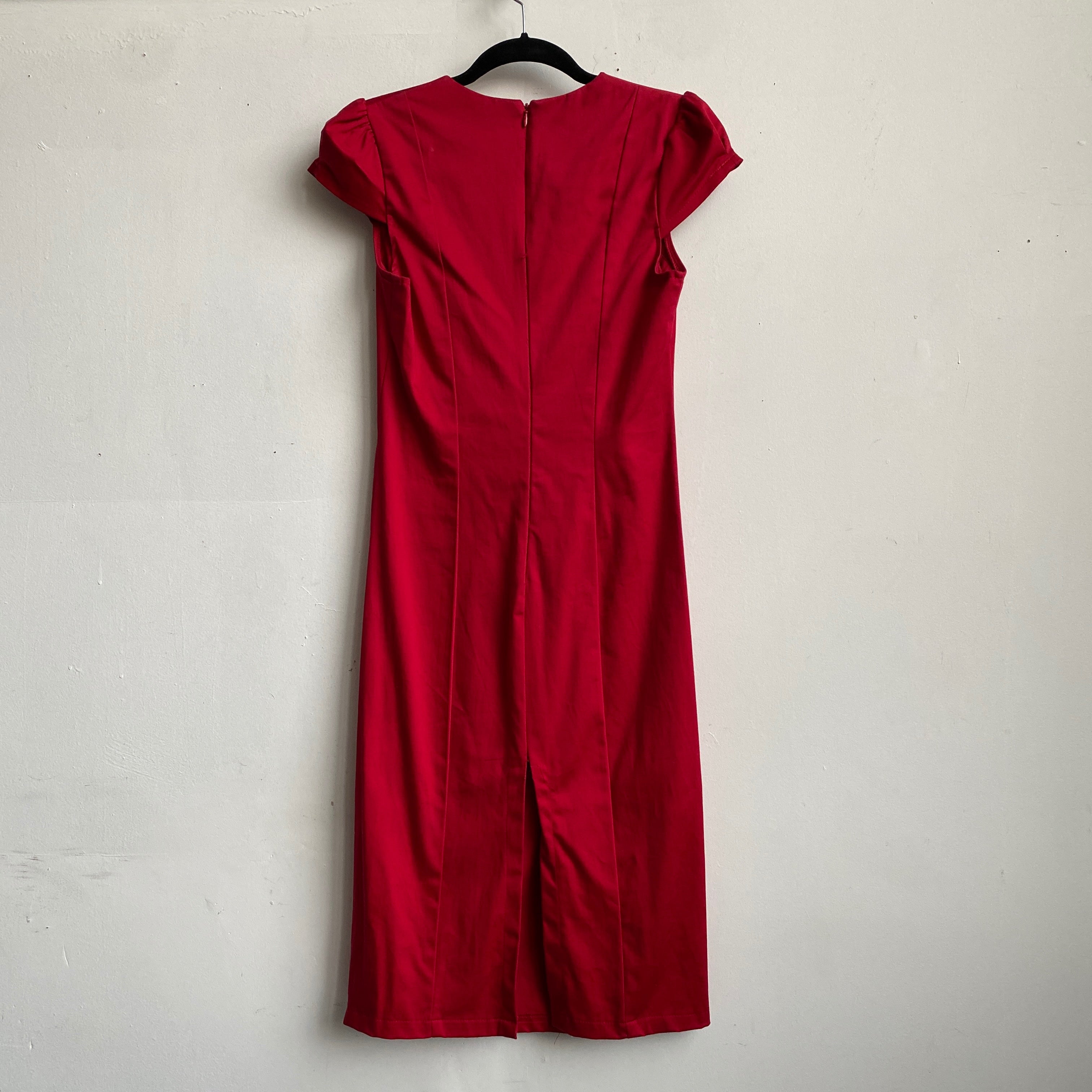 90s cherry red midi dress