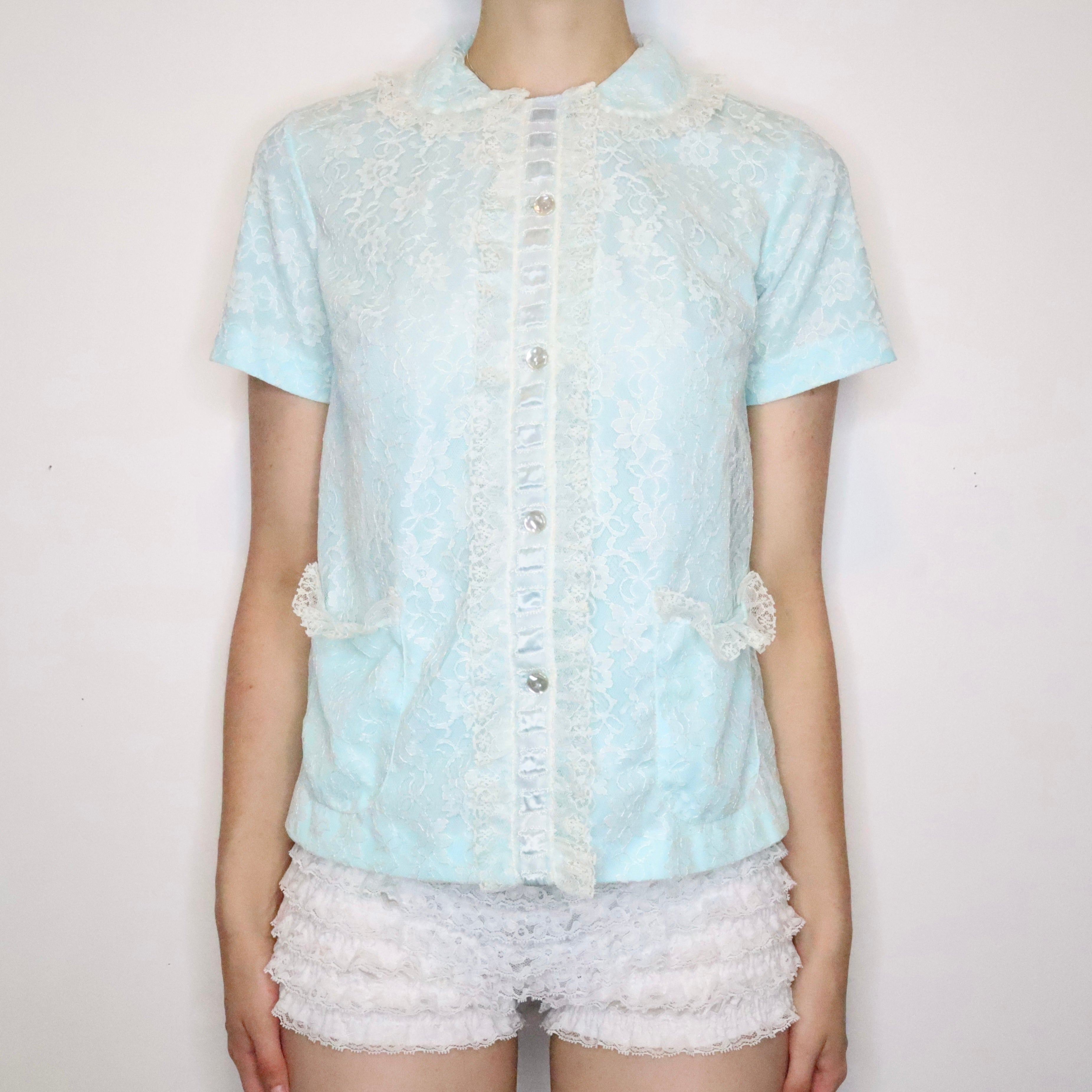 Aqua Lace Bed Jacket (M/L)