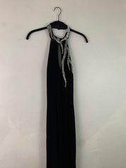Black velvet halter maxi