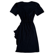 90s black sheer wrap dress