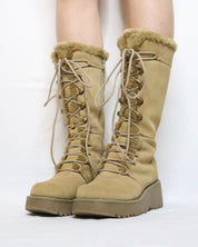 Tan Platform Lace Up Boots (6.5 US)