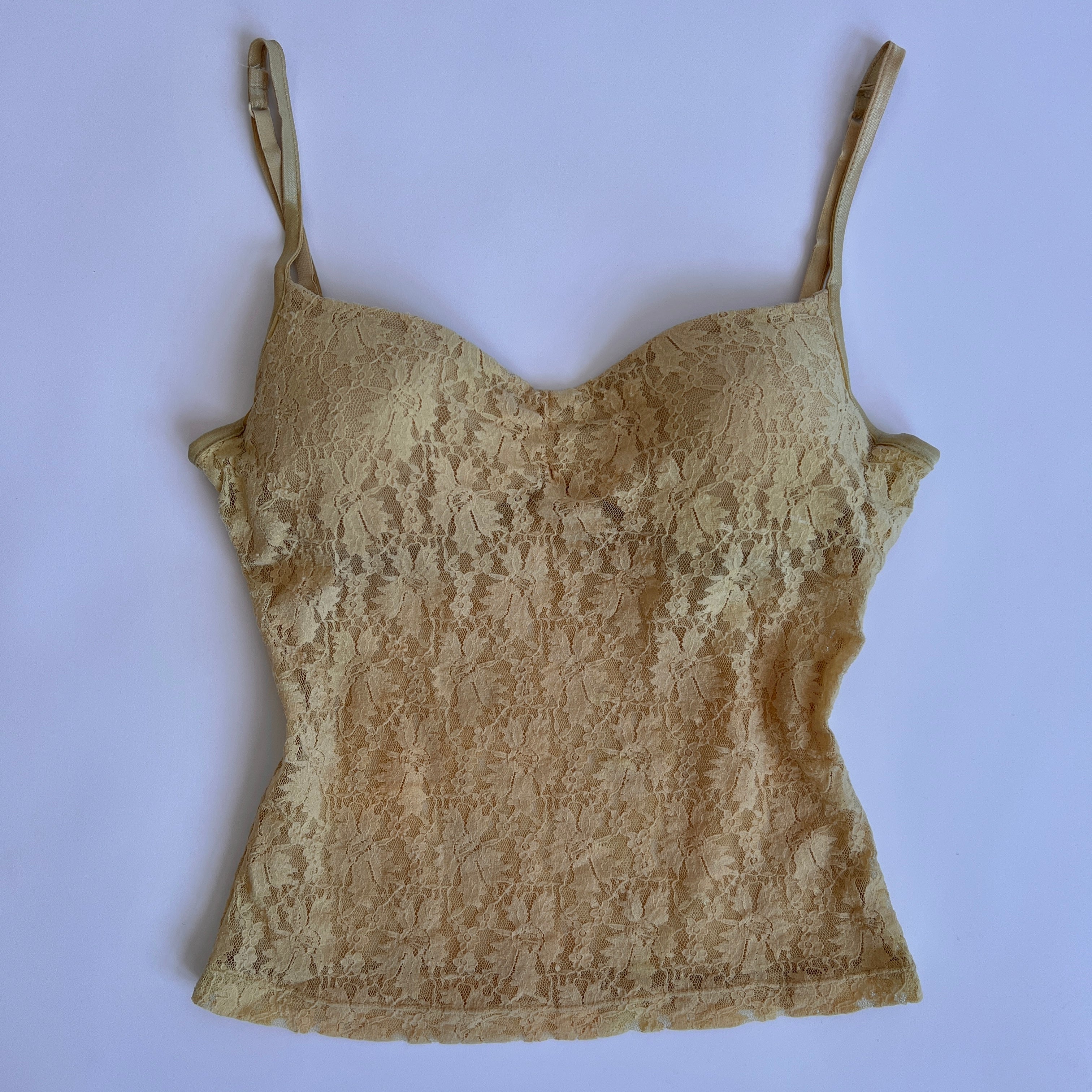 Y2K beige lace cami (S)