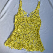 Yellow crochet mini dress
