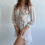 Sheer white lace bridal robe
