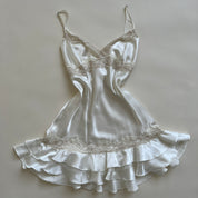 satin ruffle trim slip