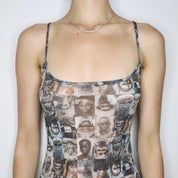 French Graphic Mesh Maxi Dress (M-L)
