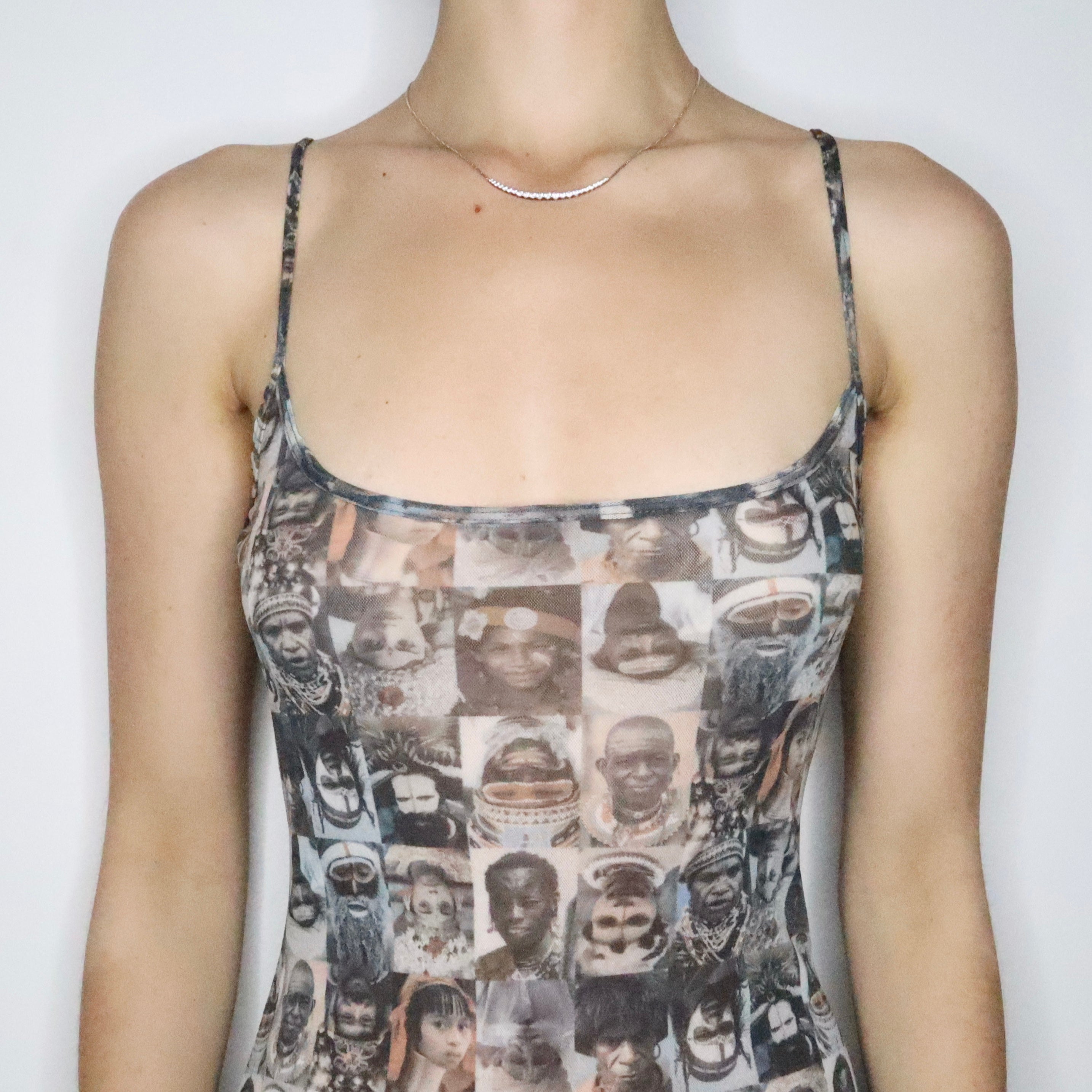 French Graphic Mesh Maxi Dress (M-L)