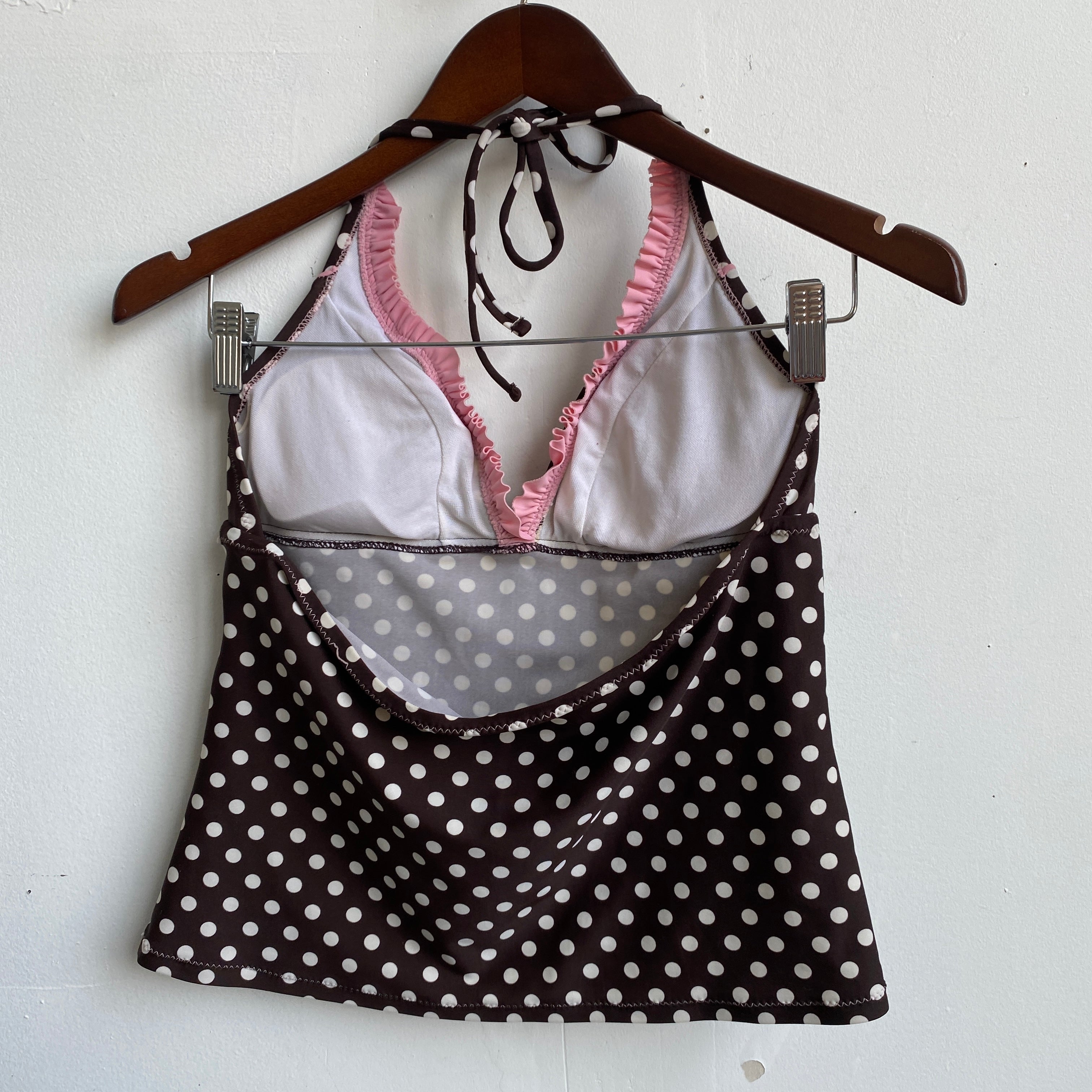 Polka dot halter swim top