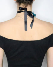 Teal Silk Flower Choker