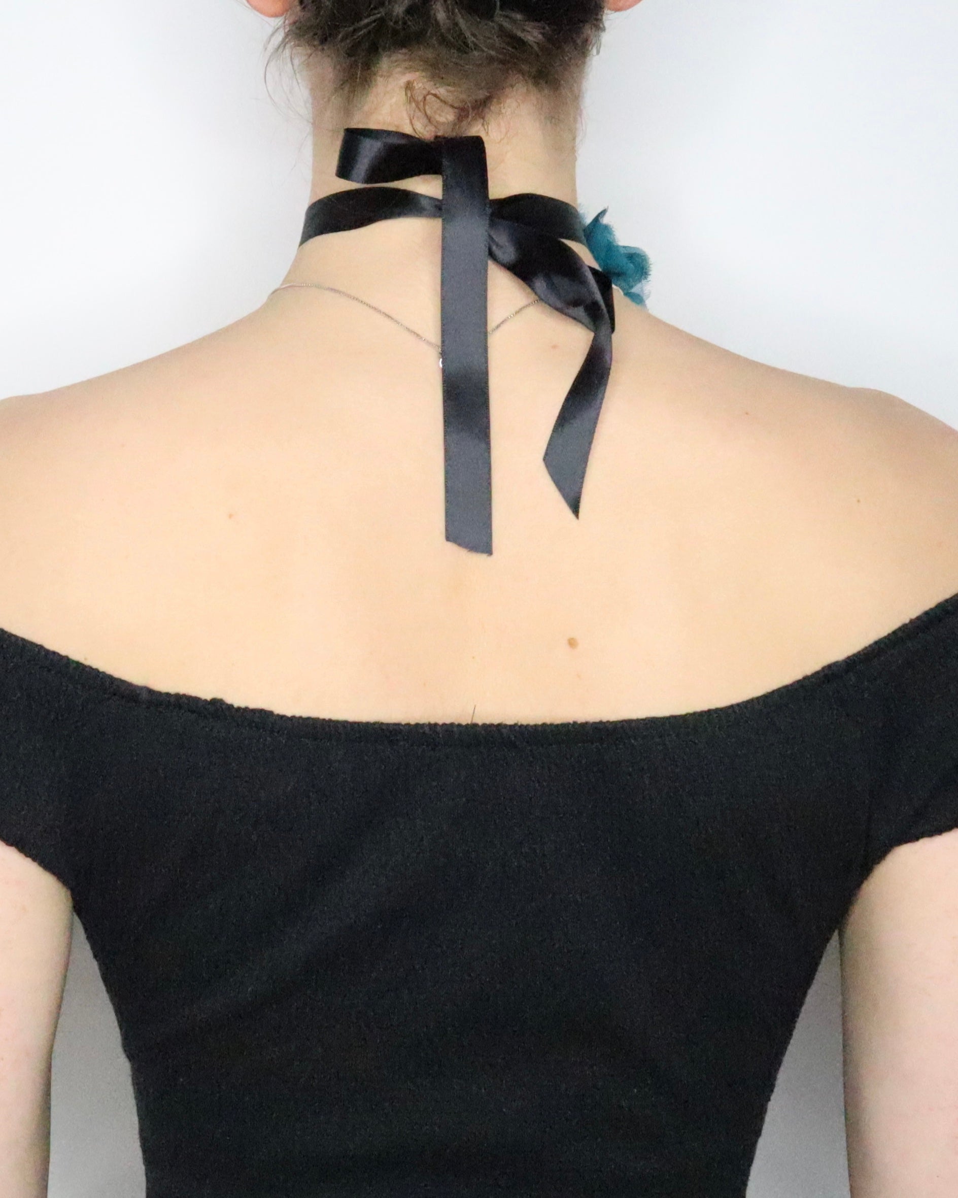 Teal Silk Flower Choker