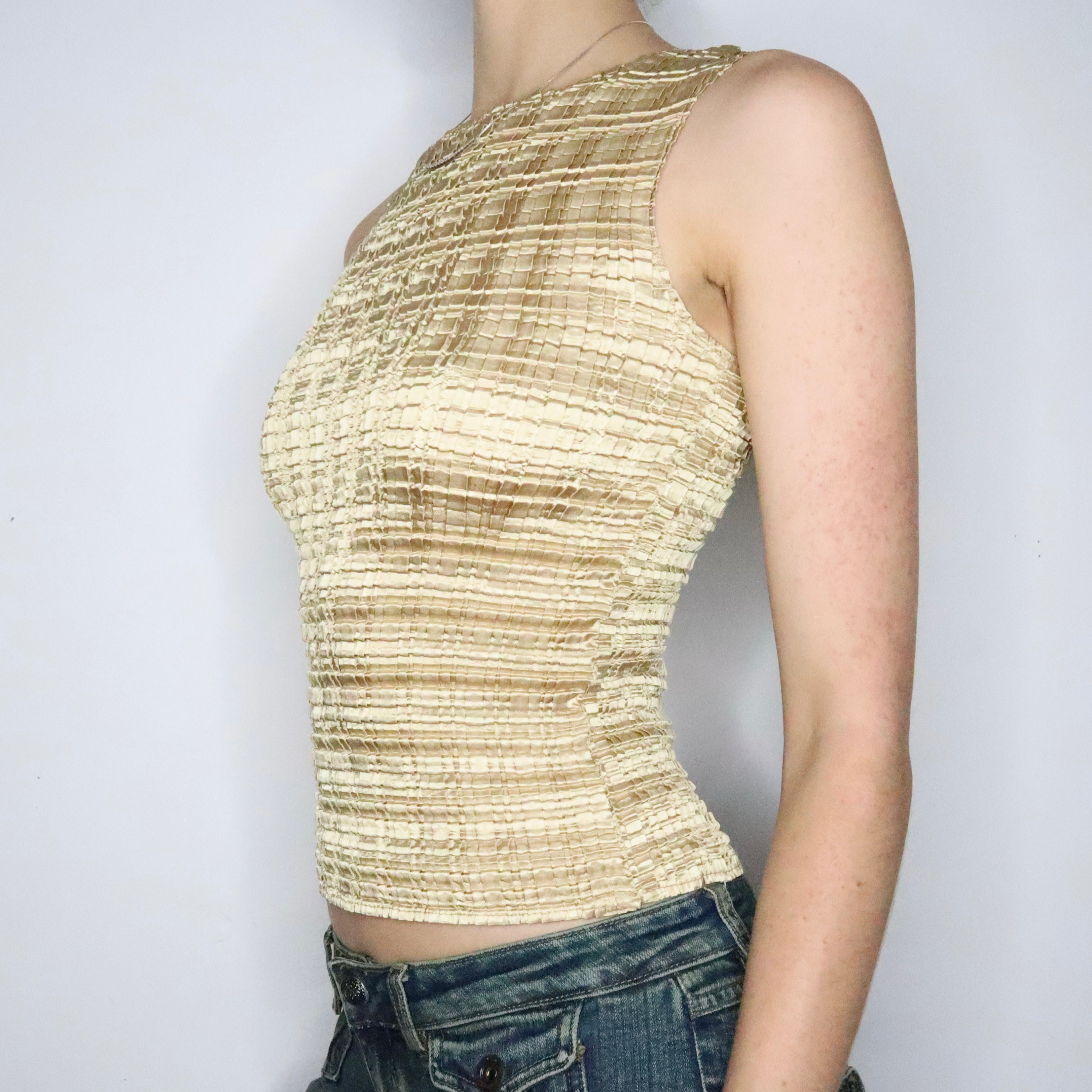 Gold Textured Sleeveless Top (S-M)