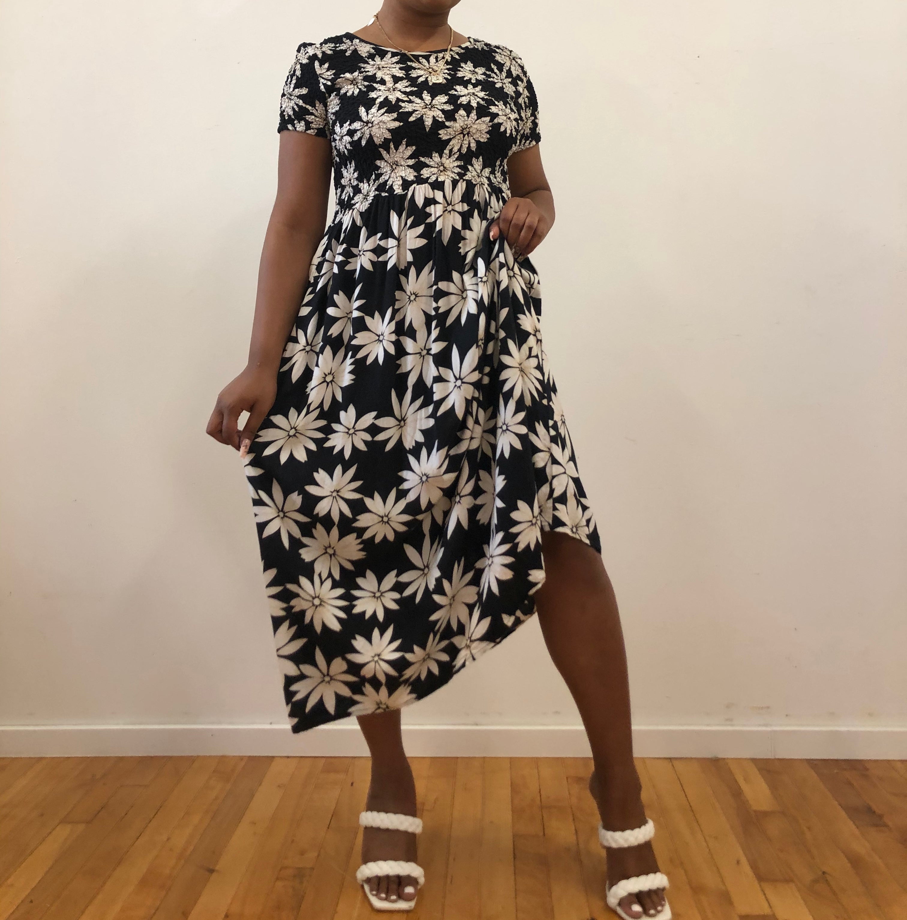 Black daisy dress