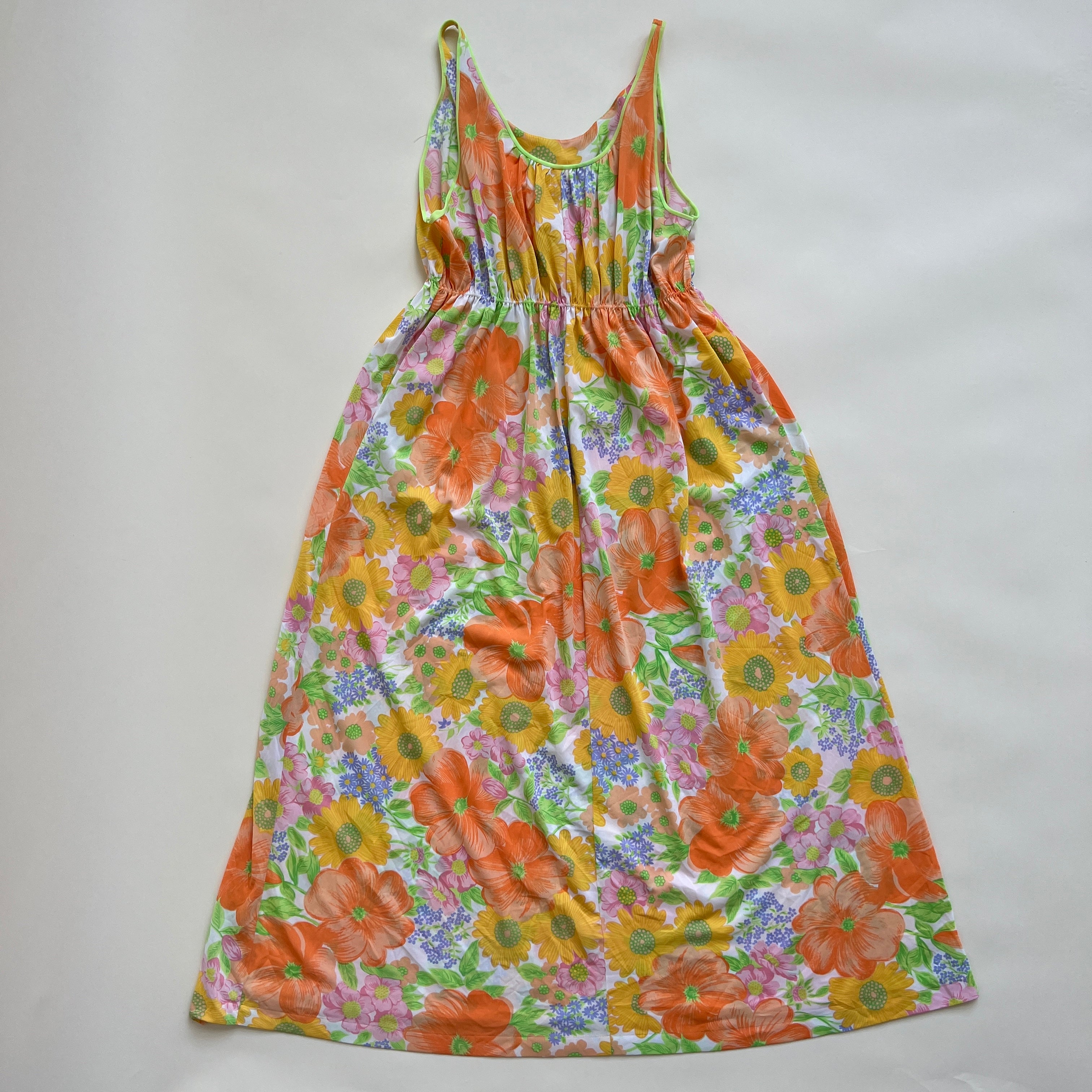 60s floral maxi slip