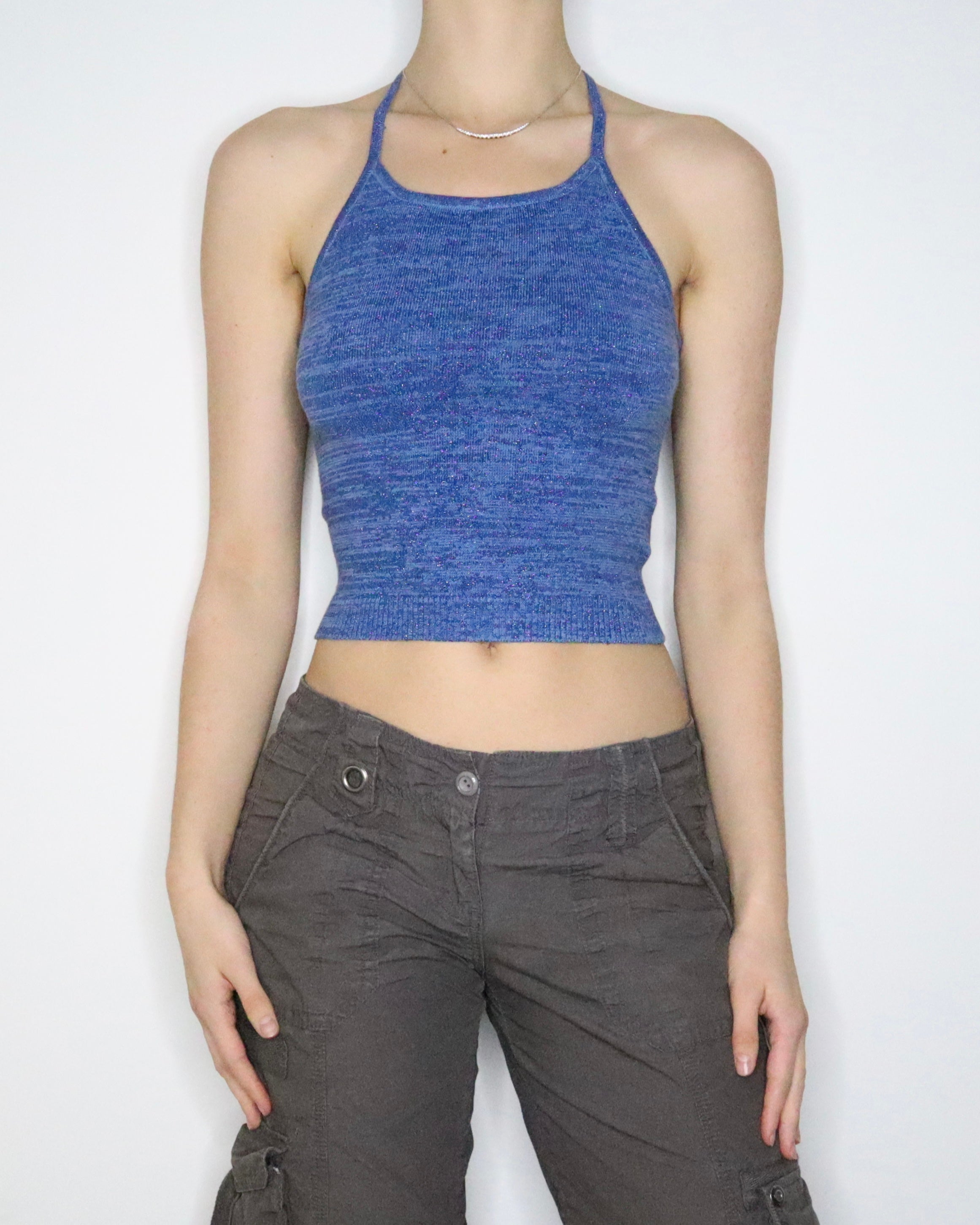 Blue Glitter Halter Top (S-M) 