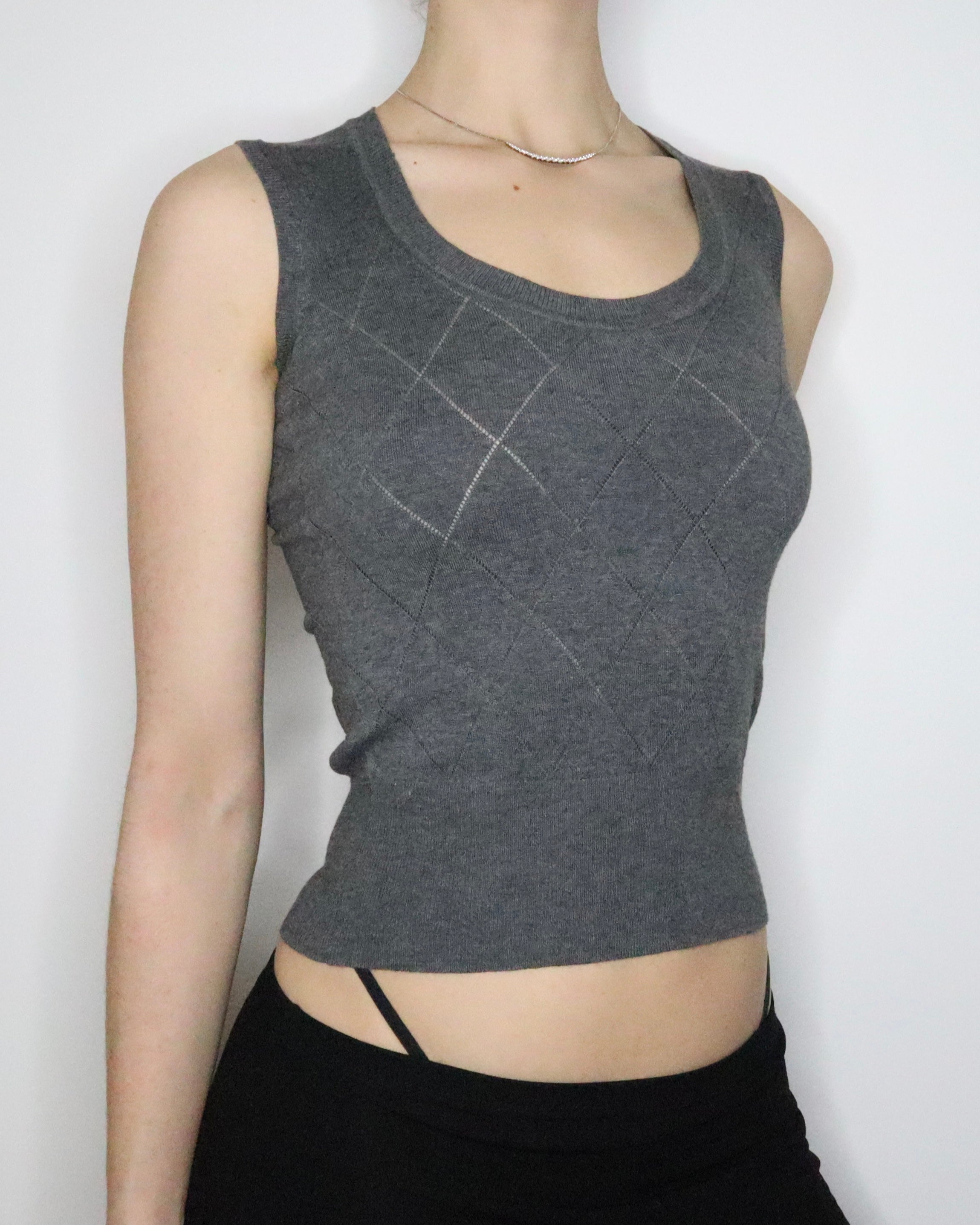 Gray Knit Tank Top (XS-S) 