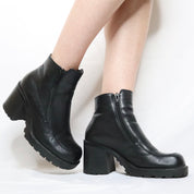 Black Leather Platform Boots (7-7.5 US/38 EU)