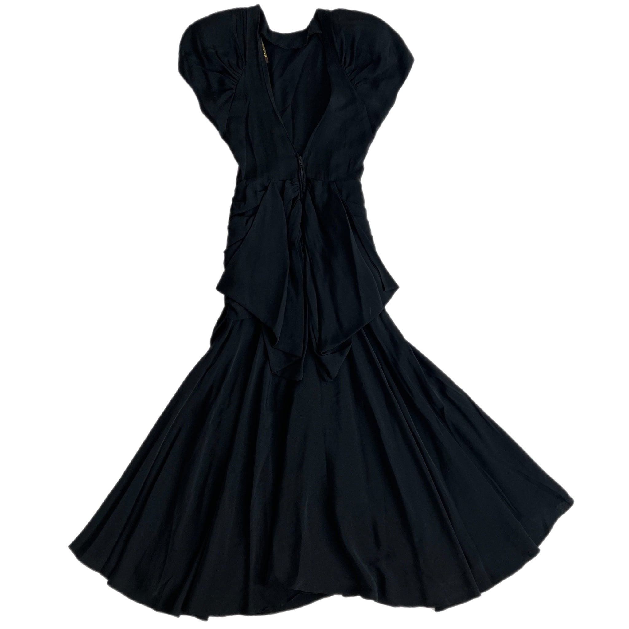 80s black crepe dress