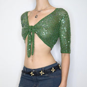 Green Sequin Crochet Bolero (Medium) 