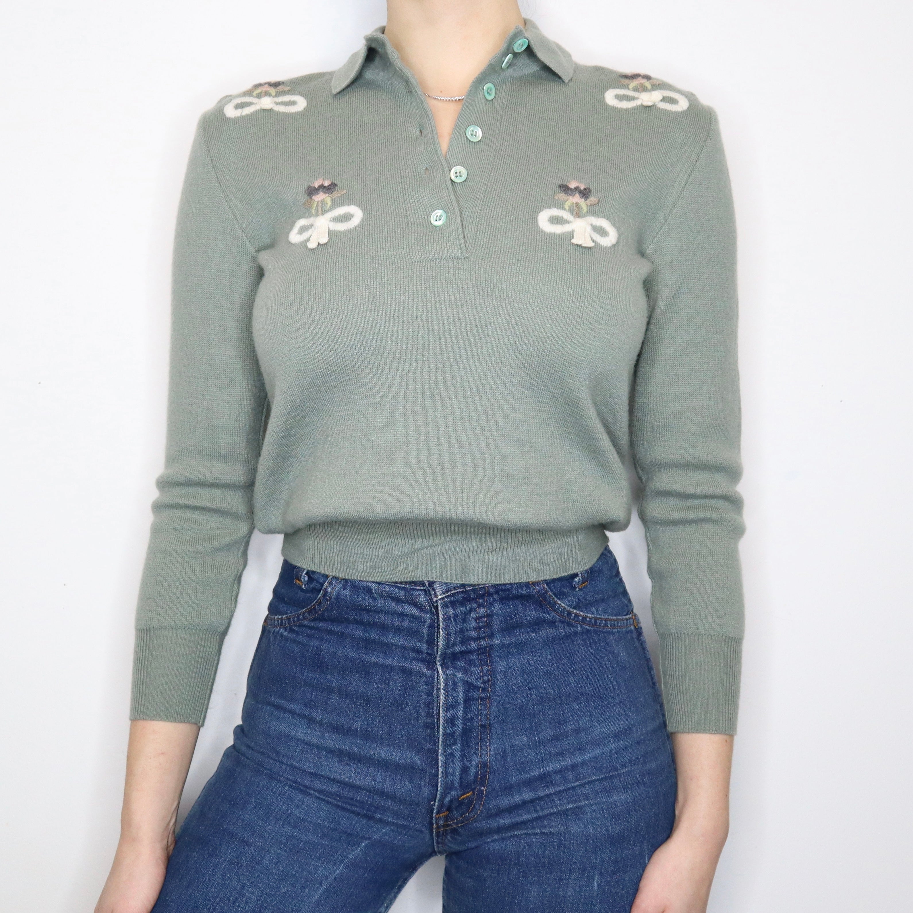 Italian Sage Wool Sweater (XS-S)