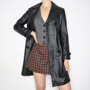 Black Leather Trench Coat (S-M)