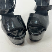 Snake Skin Print Black Platform Heels (8)