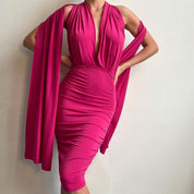 💗 Fuschia halter dress with x-long straps