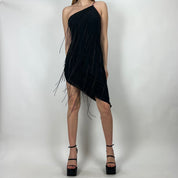 Vintage 90s Beaded Flapper Black Dress (S)