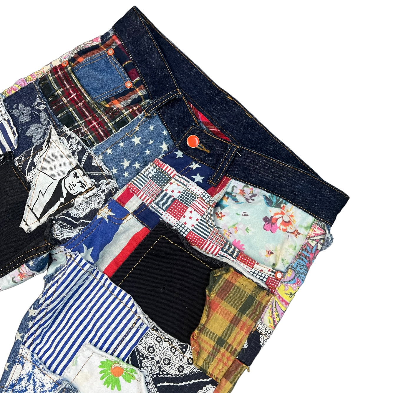 Low-Rise Patchwork Jeans (S/M)