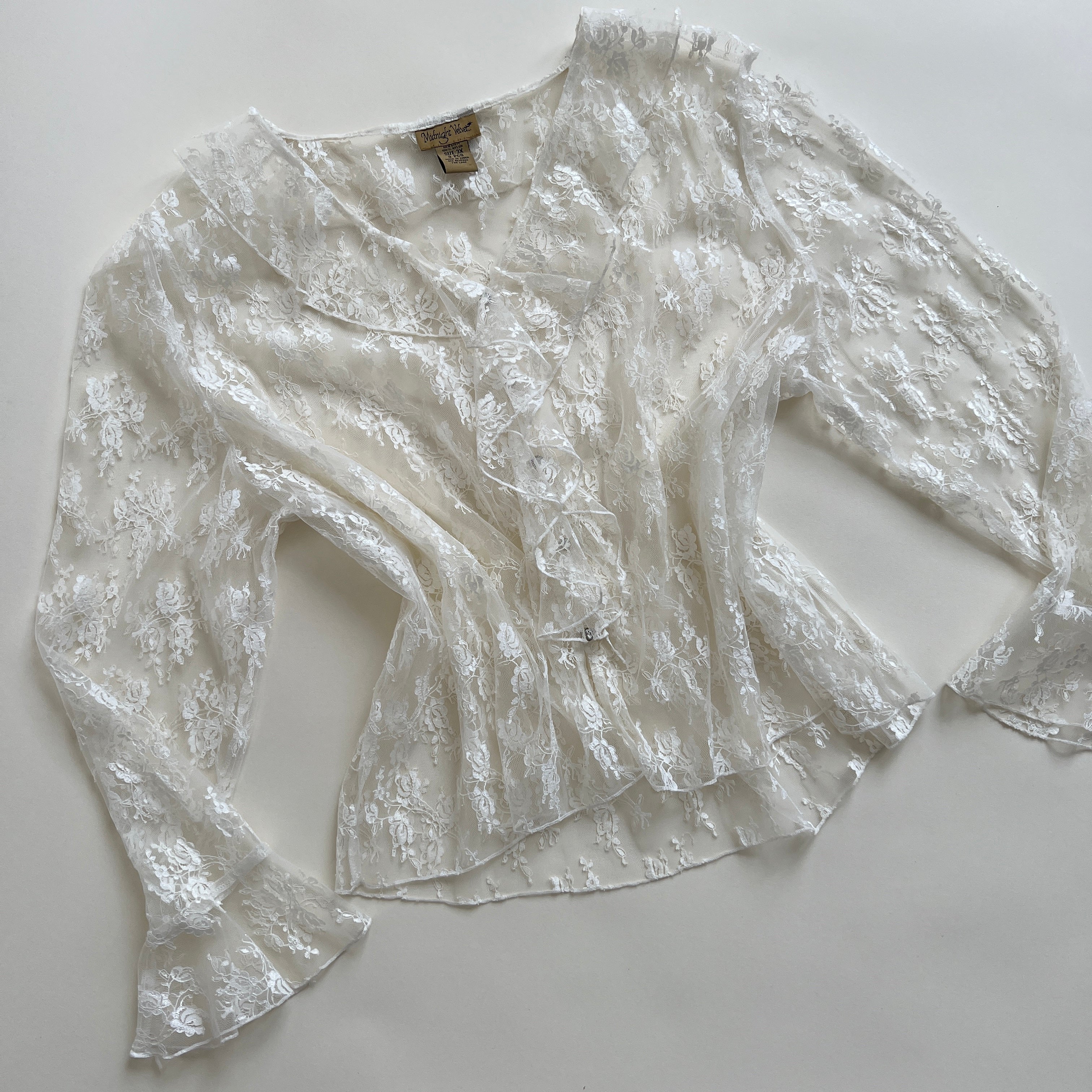 Sheer lace button up