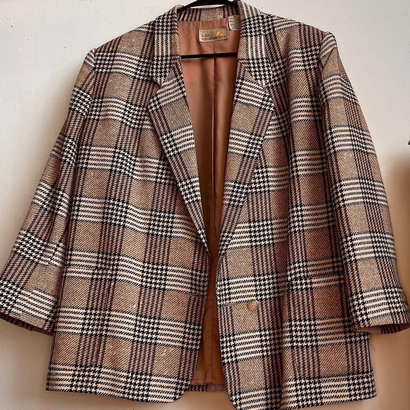 80s plaid wool /silk blazer