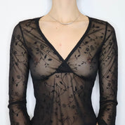 Whimsigoth Black Mesh Long Sleeve (S-M) 
