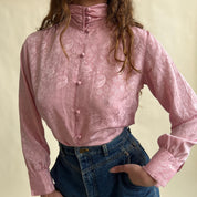 Pink paisley satin blouse