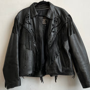 Vintage leather rose fringe jacket