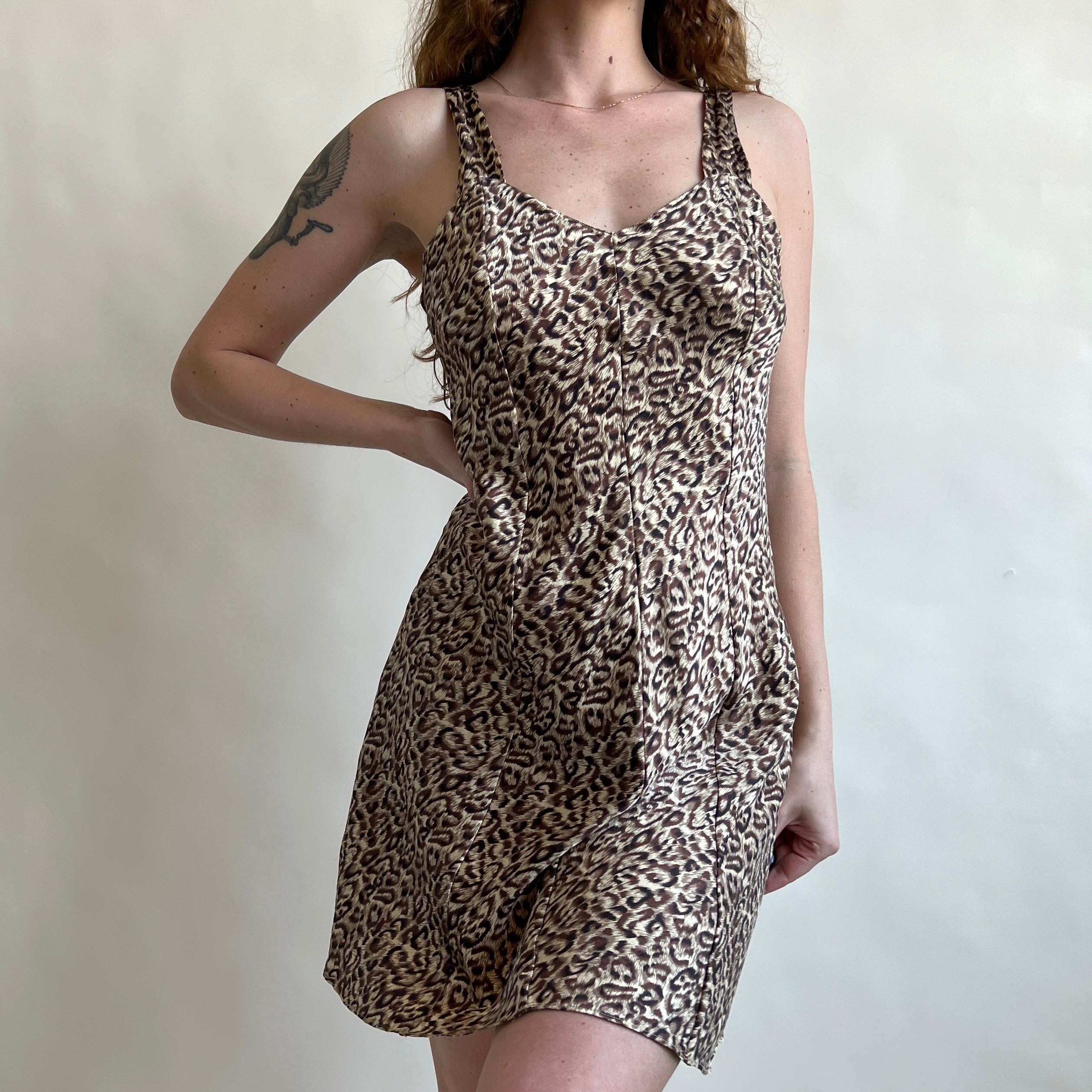 Silk leopard midi slip