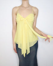 Yellow Mesh Babydoll Top (Medium) 