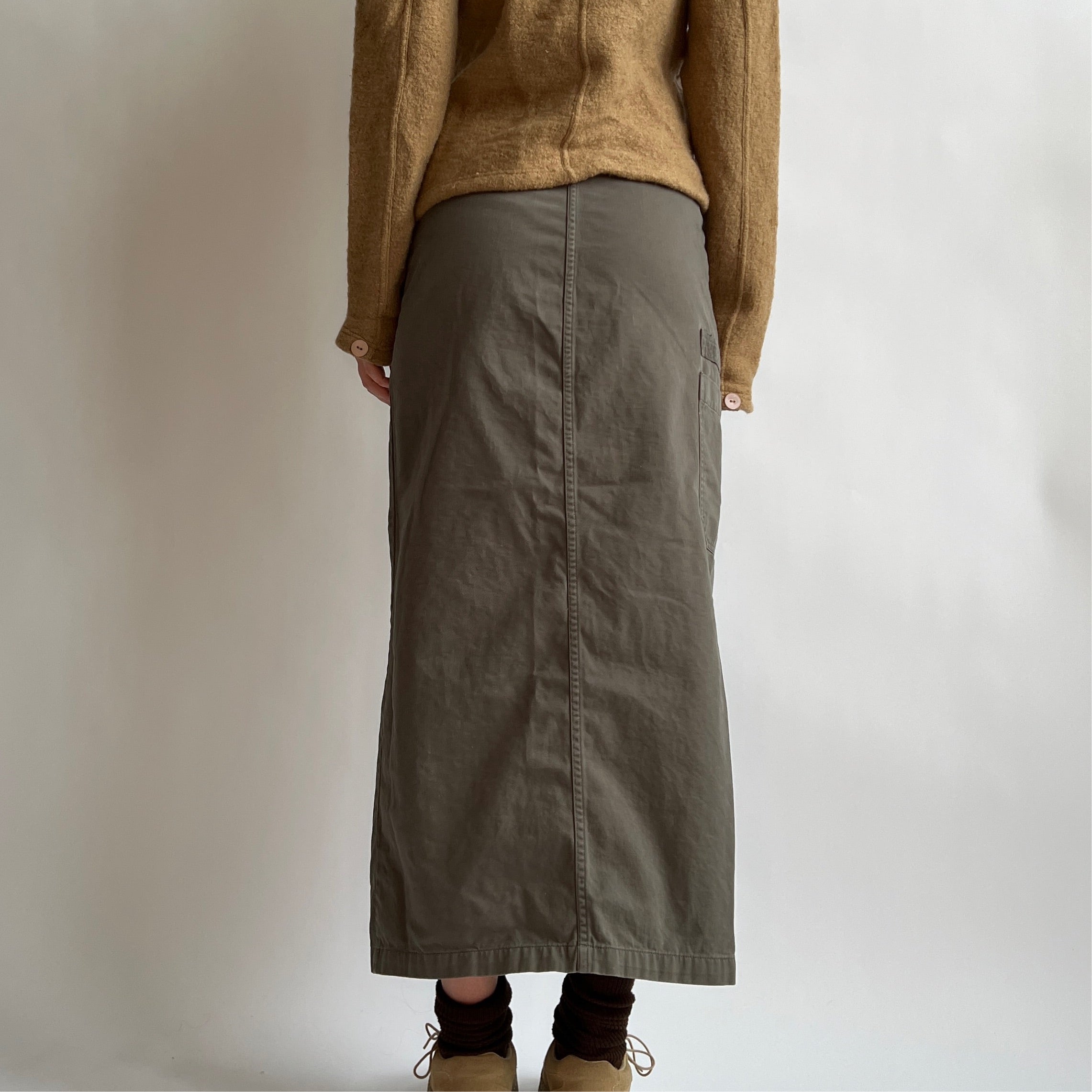 Slate green cargo maxi skirt