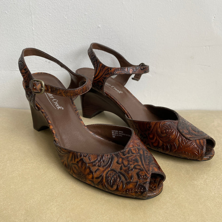 tooled leather sandals sz 10