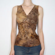 Brown Boho Babydoll Top (S-M) 