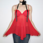 Y2K Red Fairy Babydoll Bustier (M)
