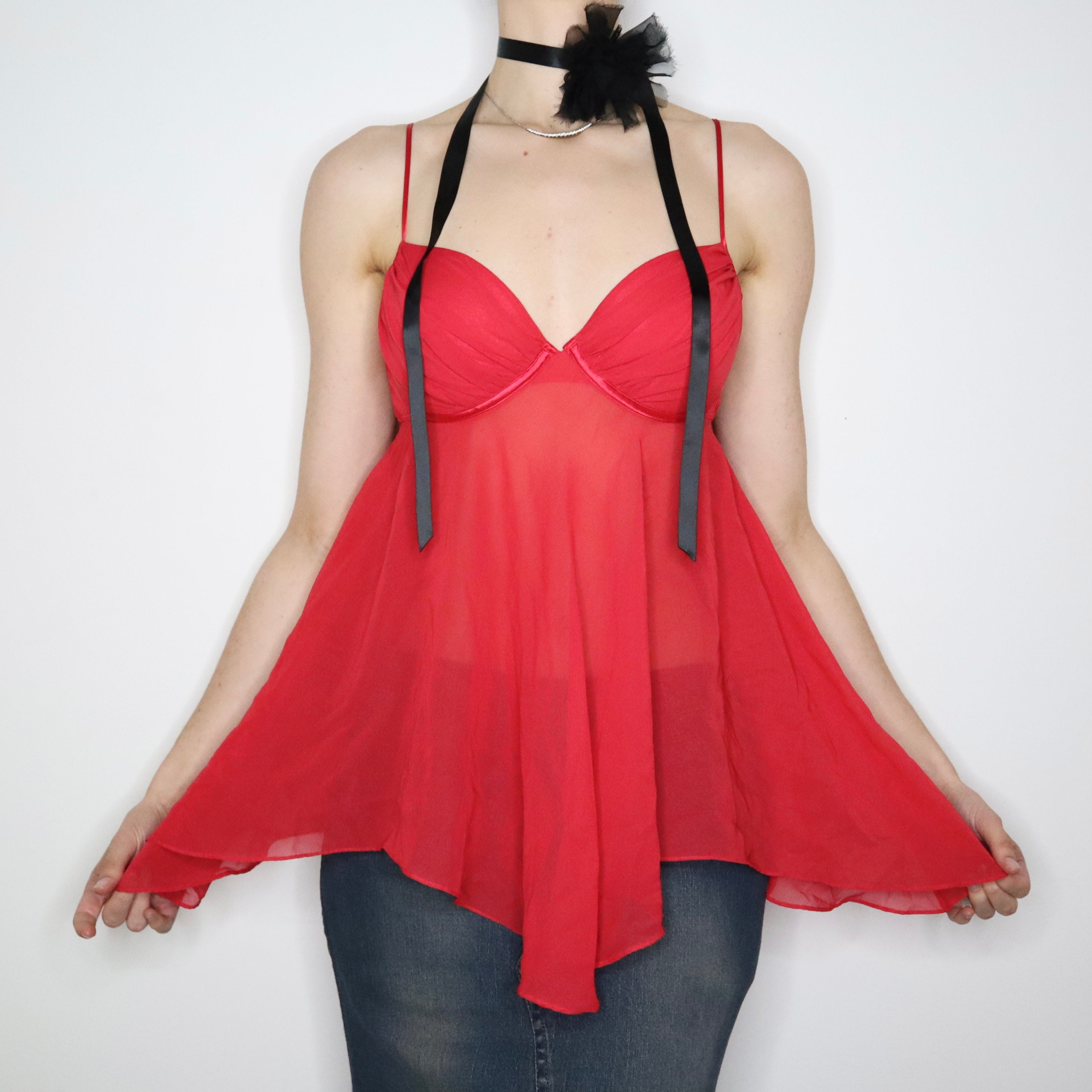 Y2K Red Fairy Babydoll Bustier (M)