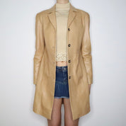 Long Tan Leather Jacket (Small)